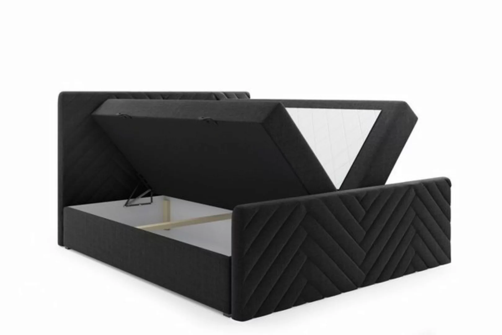 Möbel Punkt Boxspringbett Malibu Schwarz H3 (180 x 200 cm, Set), inkl. Fußt günstig online kaufen