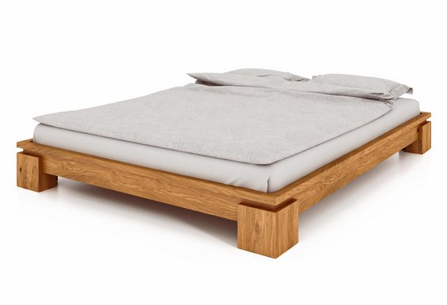 Natur24 Einzelbett Bett Tinci 3 niedrige Höhe 140x210 Wildeiche massiv ohne günstig online kaufen