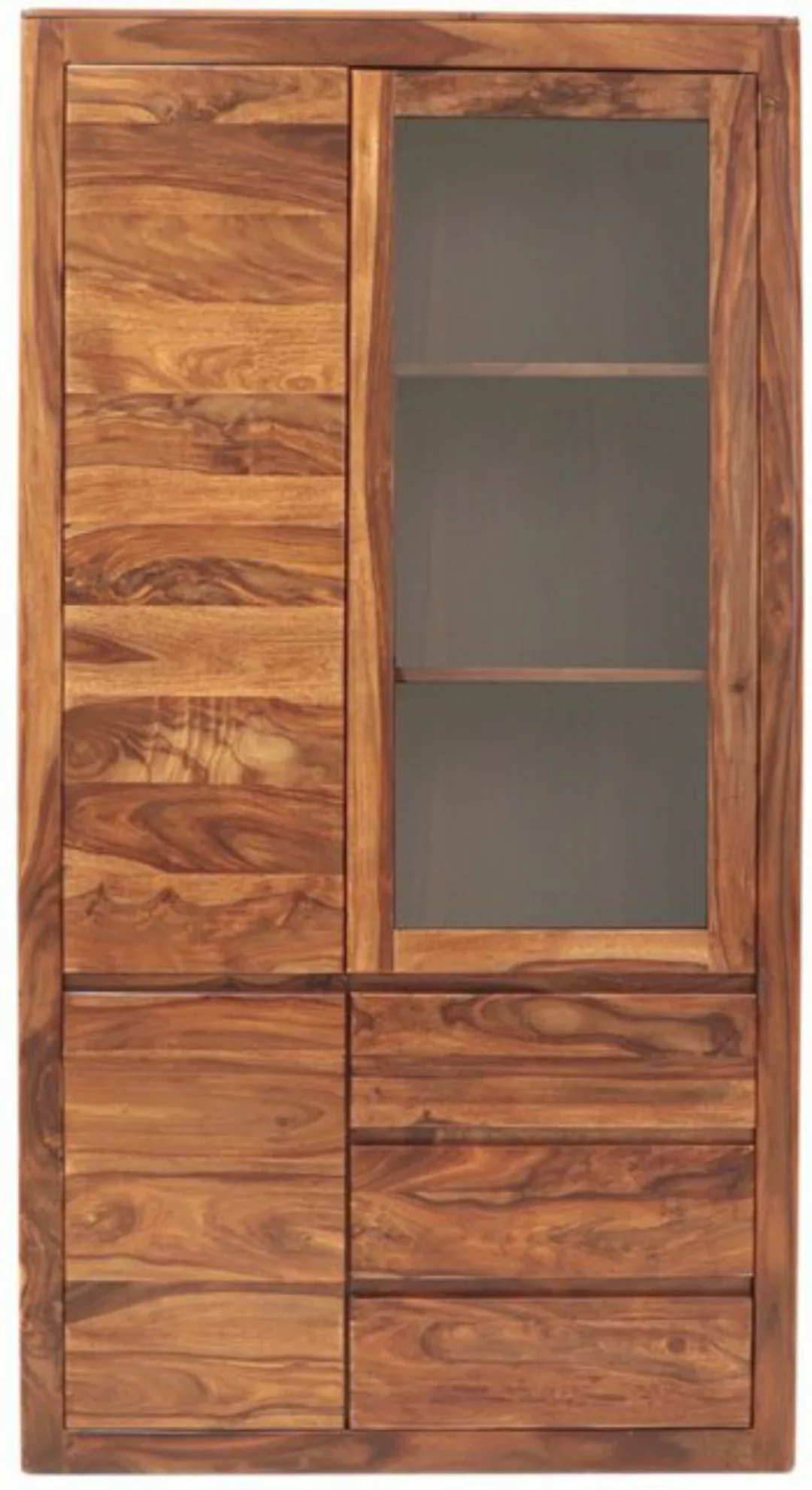 Indischesmoebelhausde Standvitrine Vitrine Tina 100x190x45 aus Sheesham-Mas günstig online kaufen