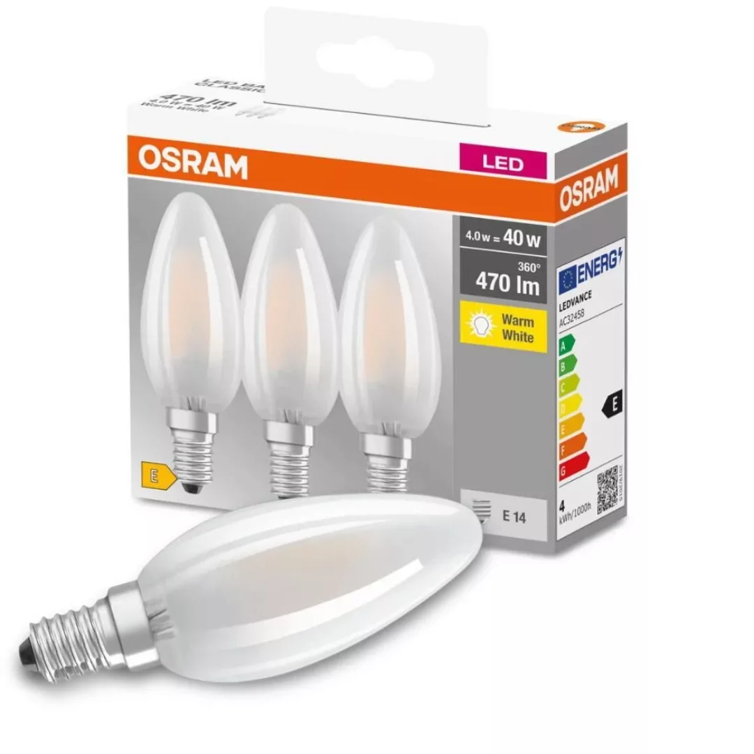 OSRAM LED-Kerze E14 Classic B 4W 2.700K matt 3er günstig online kaufen