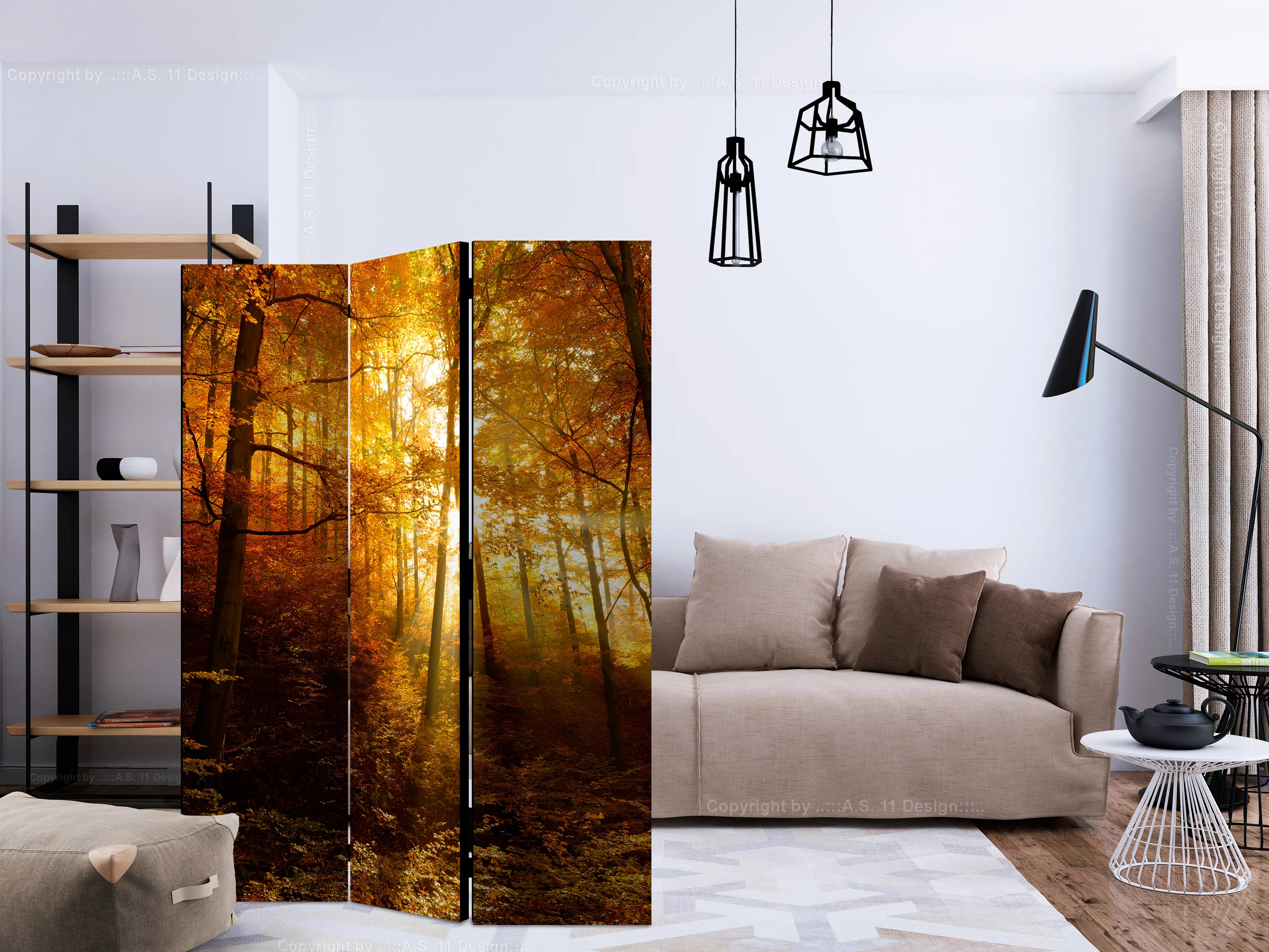 3-teiliges Paravent - Autumn Illumination [room Dividers] günstig online kaufen