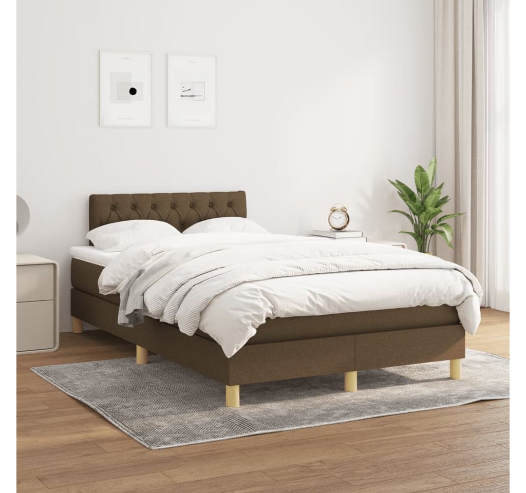 vidaXL Boxspringbett Boxspringbett mit Matratze Dunkelbraun 120x200 cm Stof günstig online kaufen