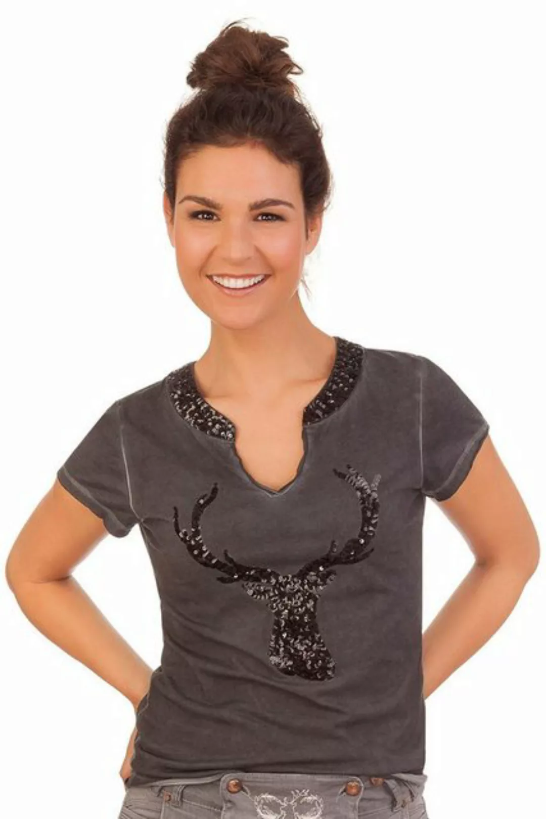 MarJo Trachtenshirt Trachtenshirt Damen - NESSI - dunkelgrau günstig online kaufen