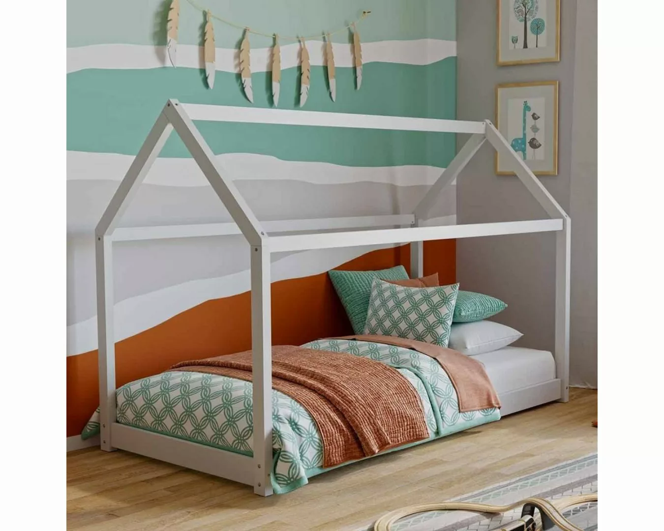 Artkid Kinderbett ArtKid Haley Weiß Montessori Hausbett Bodenbett 90x200, i günstig online kaufen