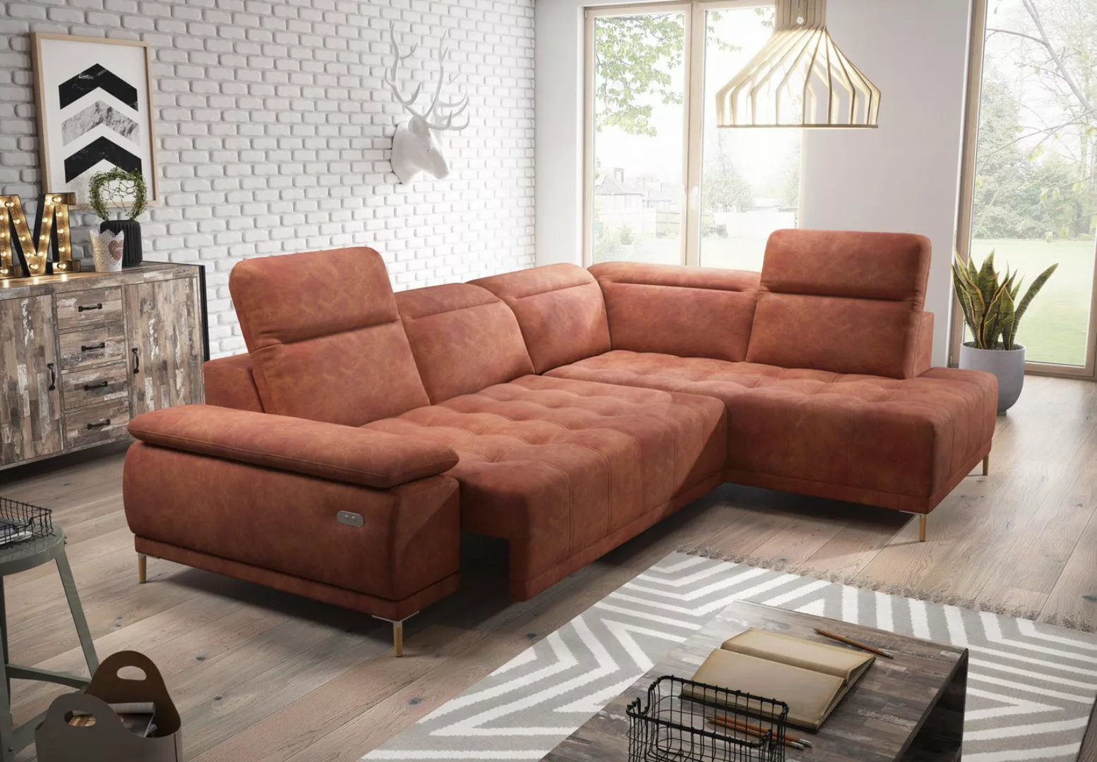 JVmoebel Ecksofa Wohnlandschaft Garnitur Design Sofa Stoff Automatisches Ec günstig online kaufen