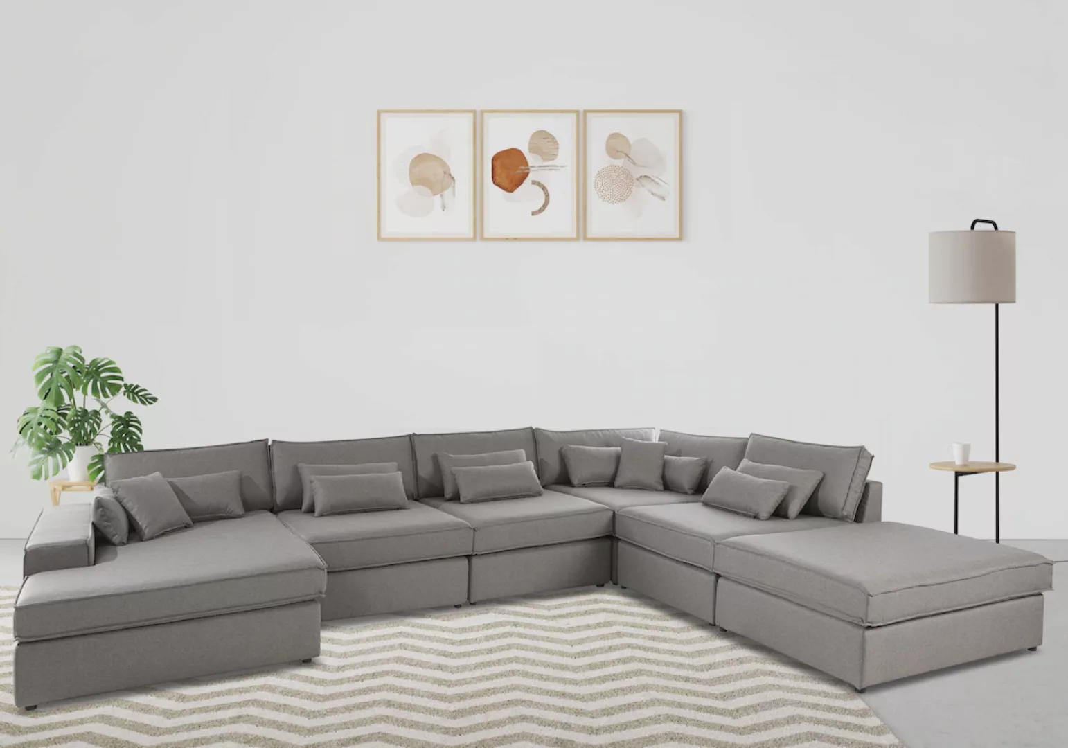 RAUM.ID Wohnlandschaft "Enid U-Form", 6 Teile, bestehend aus Modulen, in vi günstig online kaufen
