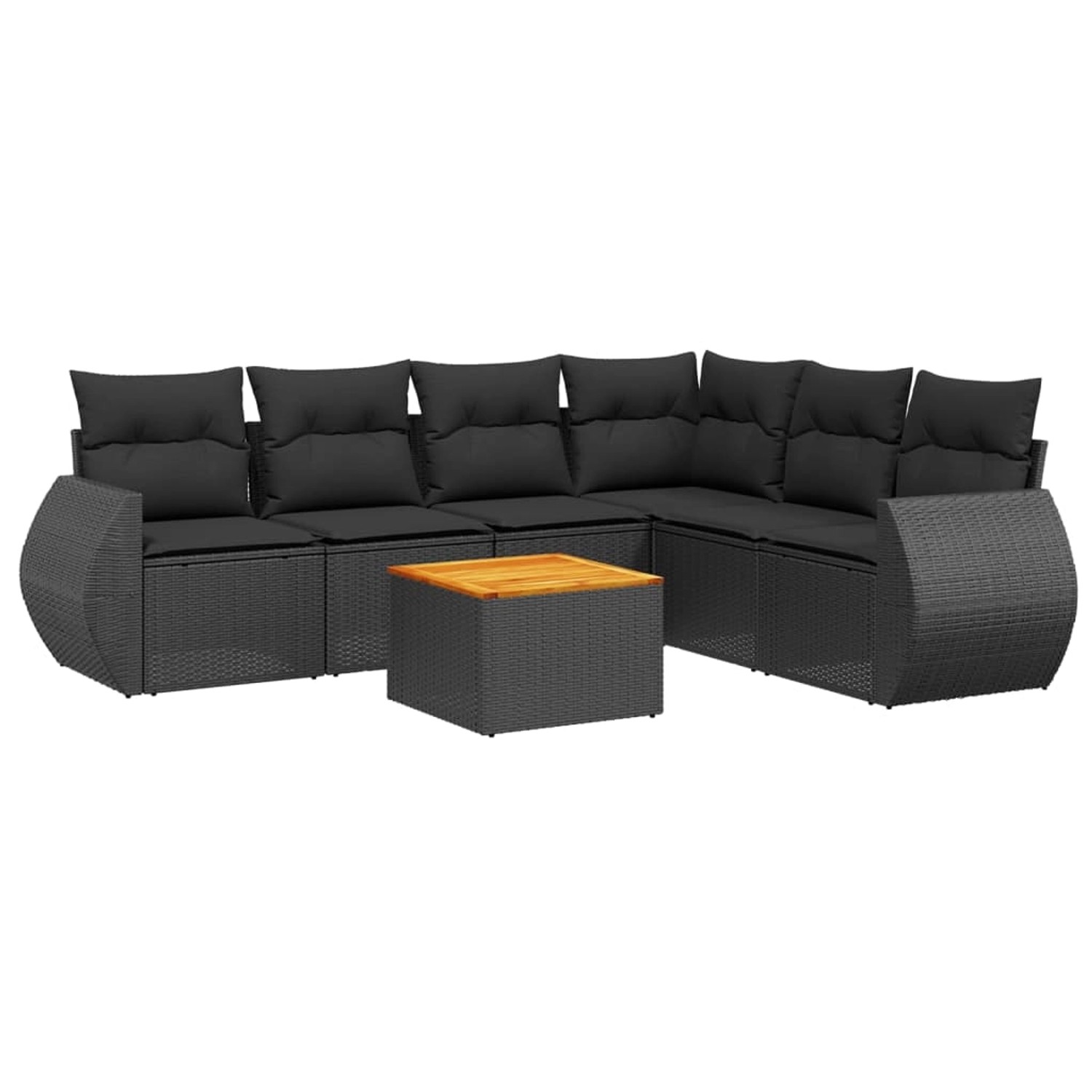 vidaXL 7-tlg Garten-Sofagarnitur mit Kissen Schwarz Poly Rattan Modell 153 günstig online kaufen