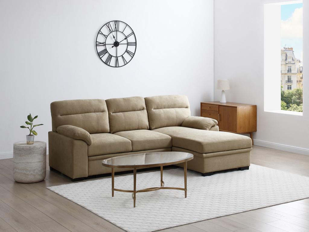 Ecksofa mit Schlaffunktion - Ecke rechts - Stoff - Beige - ULENIO günstig online kaufen