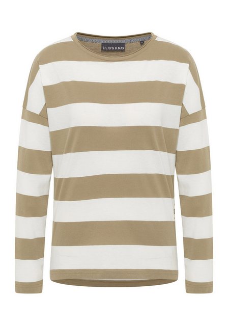 Elbsand Rundhalsshirt Longsleeve Tooske Stripe Golden Olive Cloud White günstig online kaufen