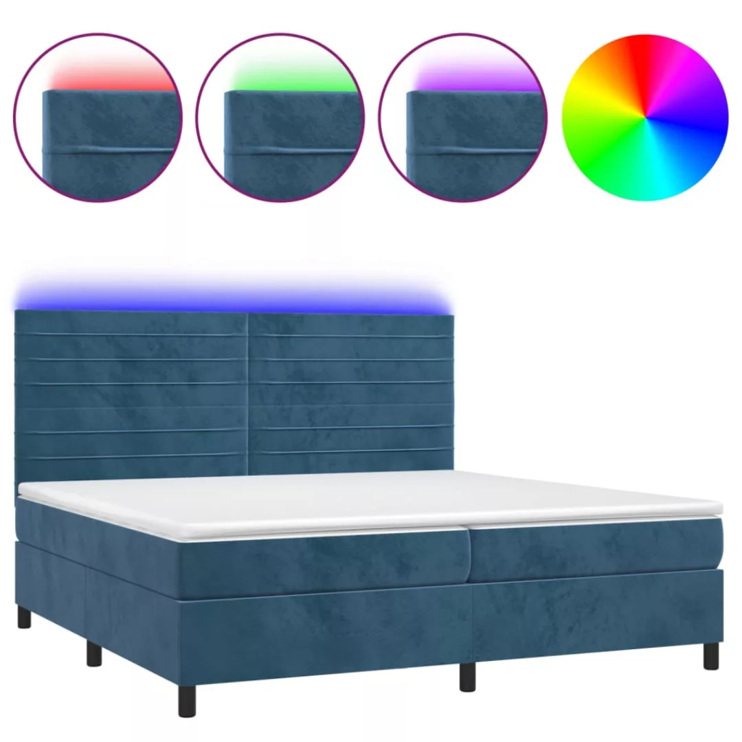 Vidaxl Boxspringbett Mit Matratze & Led Dunkelblau 200x200 Cm Samt günstig online kaufen