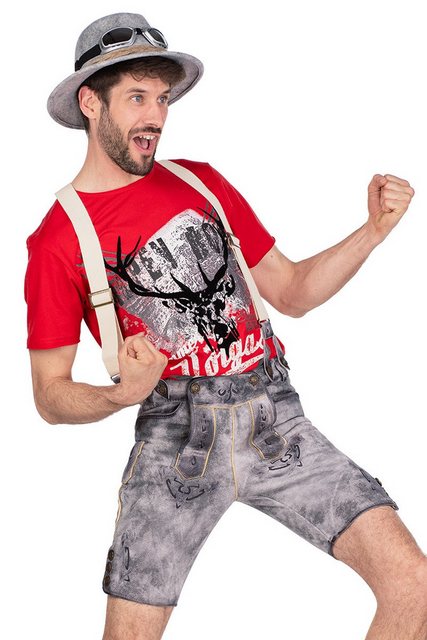 Maddox Trachtenlederhose Lederhose Herren kurz - RIEGEL - stein günstig online kaufen