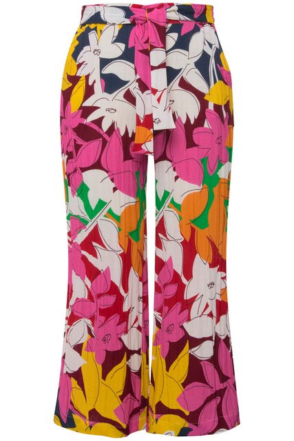 Ulla Popken Culotte 7/8-Hose Leinenoptik Blumen weites Bein günstig online kaufen