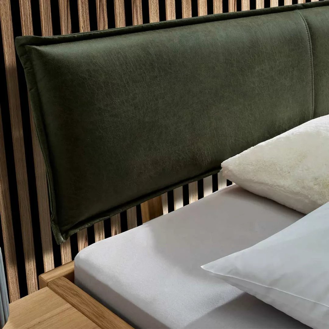 Hochwertiges Doppelbett aus Wildeiche Massivholz Metall (dreiteilig) günstig online kaufen