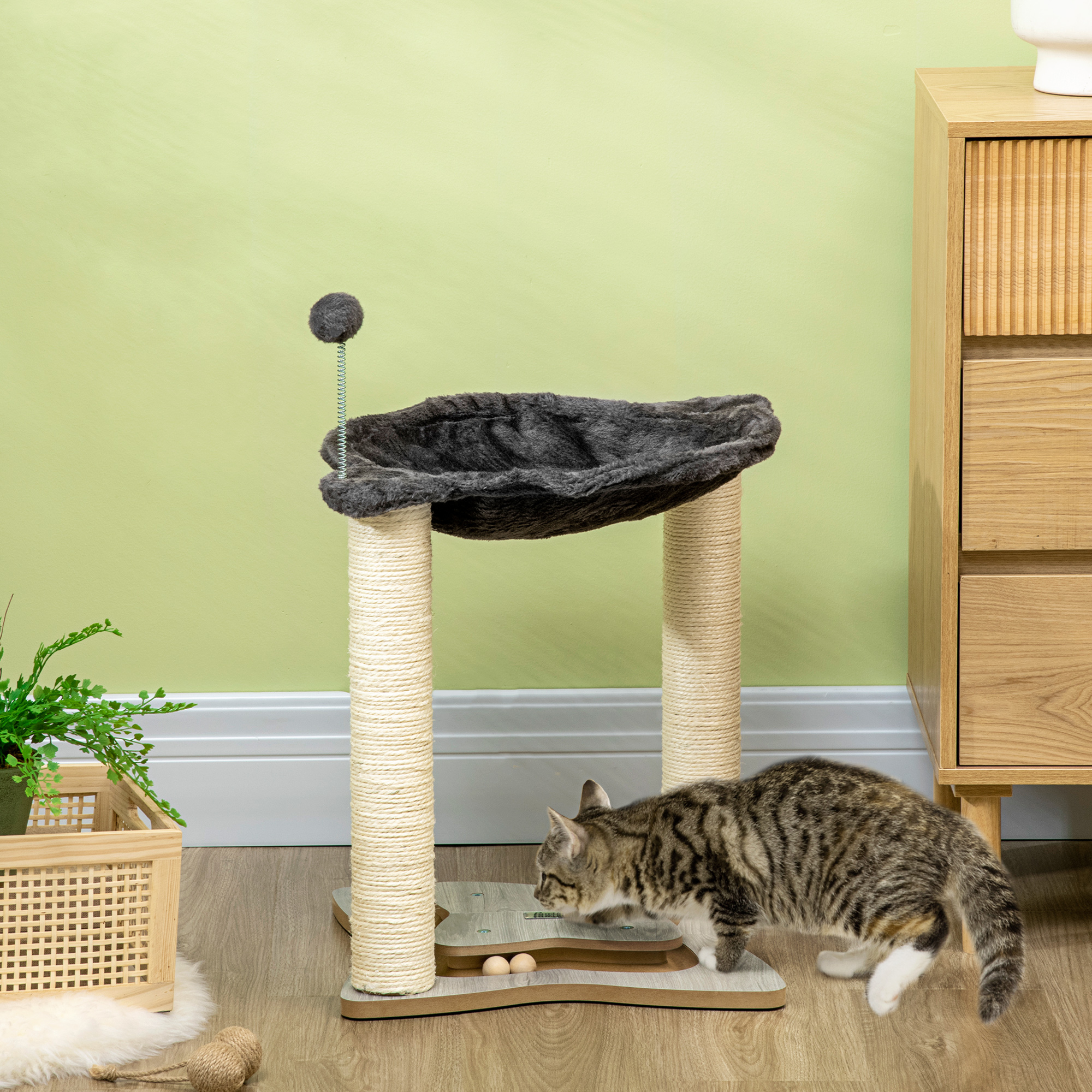 PawHut Katzenkratzbaum max 5kg mit Hängematte, Spielbällen und Sisalstangen günstig online kaufen