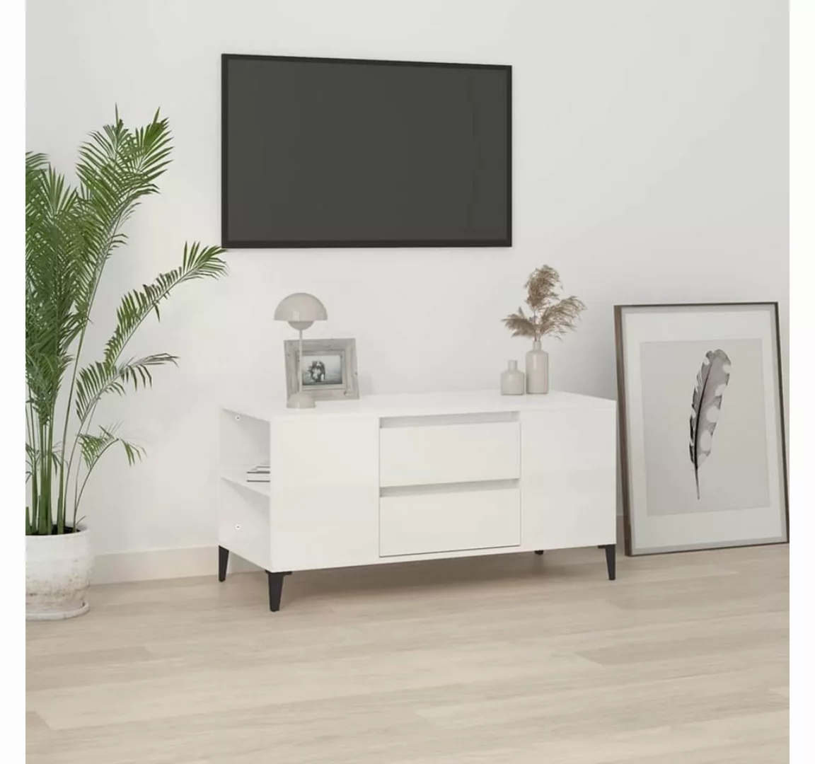 vidaXL TV-Schrank TV-Schrank Hochglanz-Weiß 102x44,5x50 cm Holzwerkstoff (1 günstig online kaufen