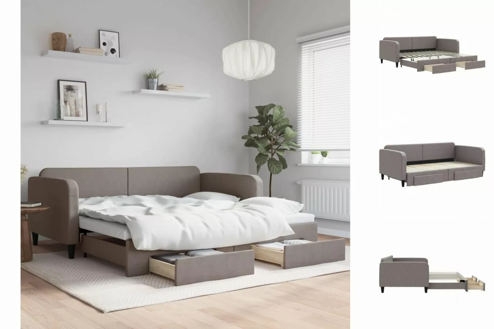 vidaXL Gästebett Gästebett Tagesbett Ausziehbar mit Schubladen Taupe 100x20 günstig online kaufen