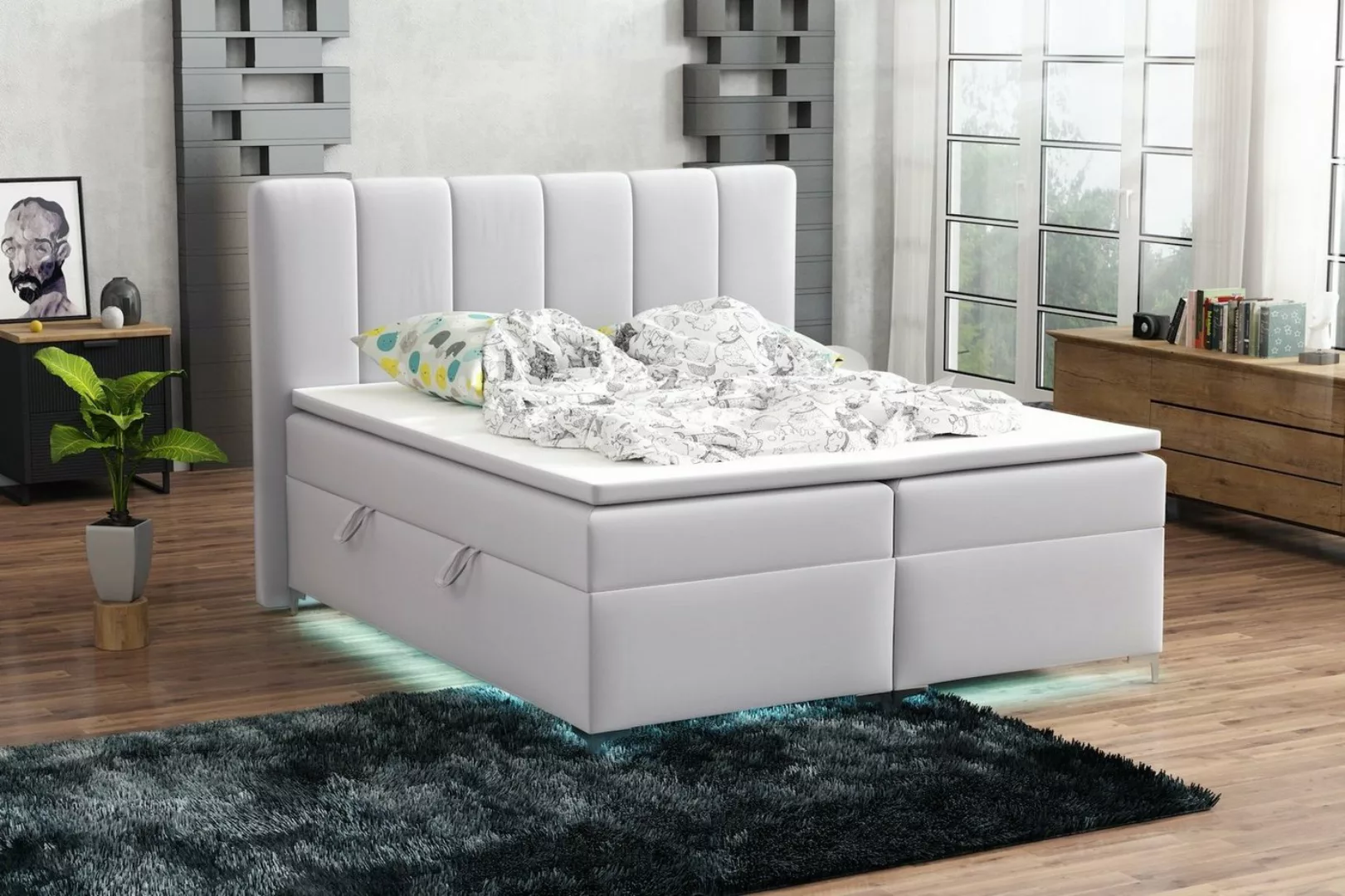 Fun Möbel Boxspringbett Boxspringbett Schlafzimmerbett ANGEL Stoff inkl.Top günstig online kaufen