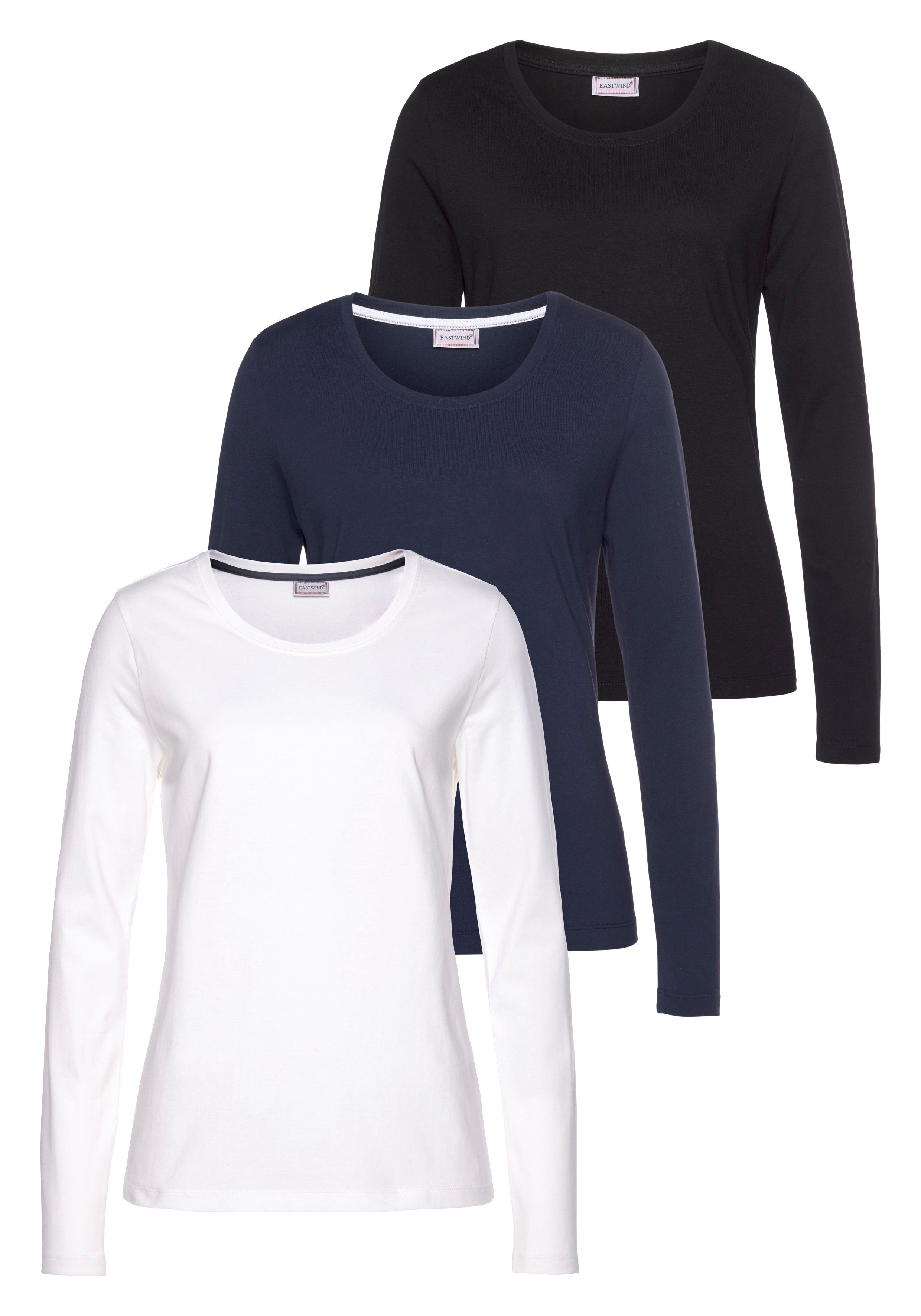Eastwind Langarmshirt (3er-Pack) Langarm, im Basic-Stil, günstig online kaufen