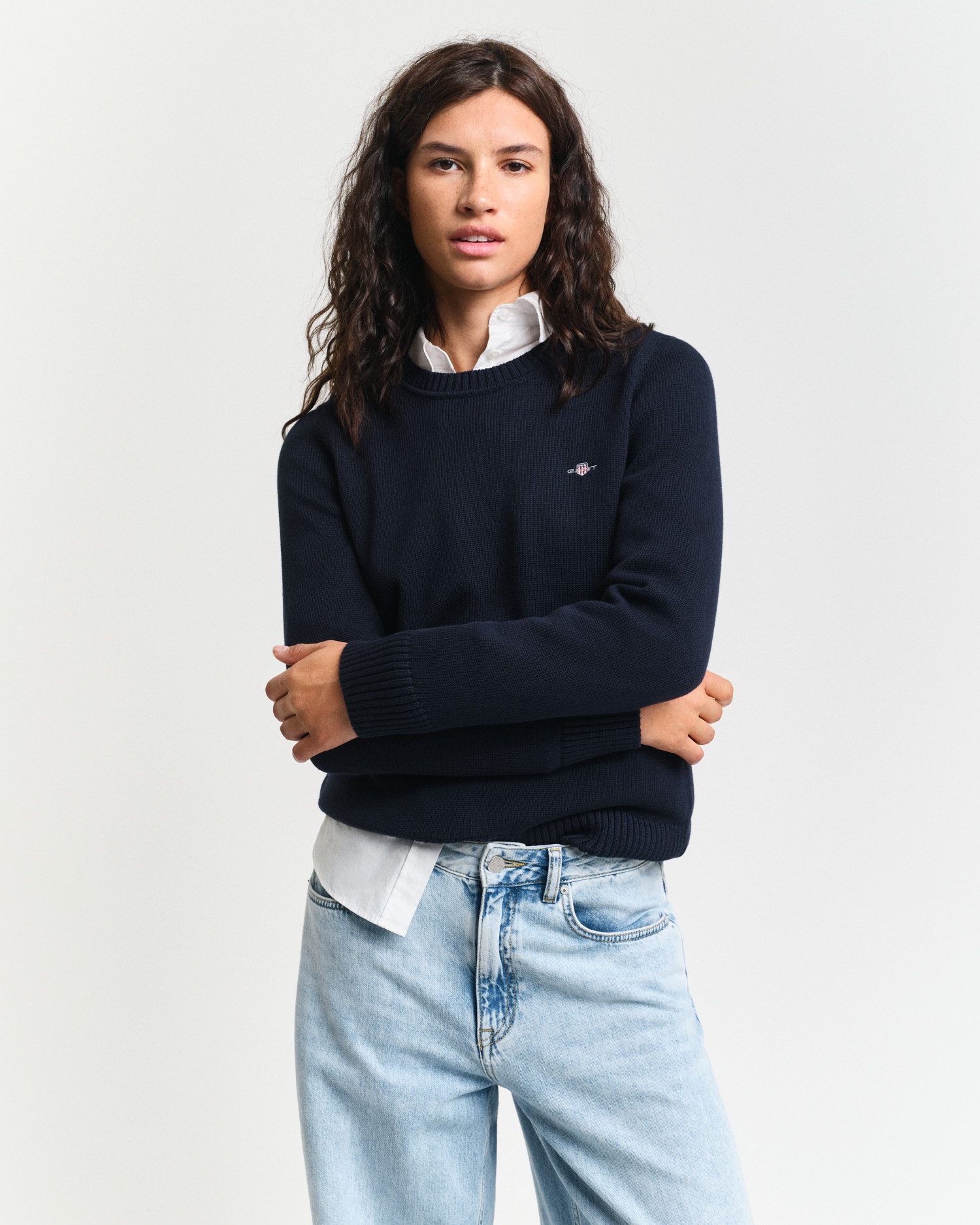 Gant Rundhalspullover CLASSIC COTTON C-NECK mit günstig online kaufen