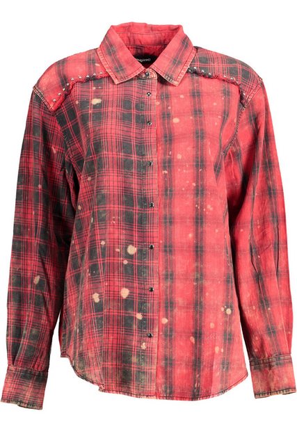 Desigual Blusenshirt Damen Langarmbluse in Rot mit Italienkragen & günstig online kaufen