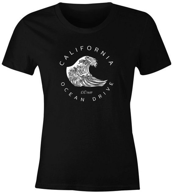 Neverless Print-Shirt Damen T-Shirt Welle Wave California Ocean Drive Surf günstig online kaufen