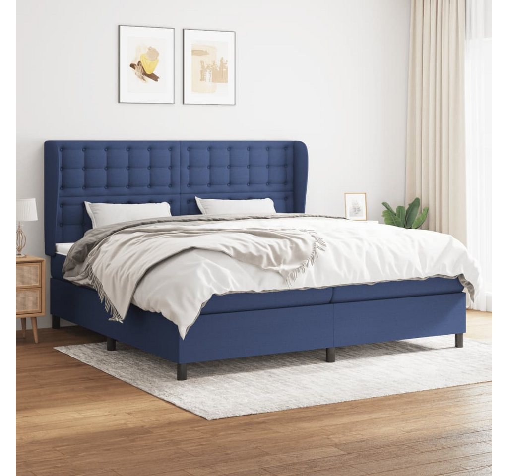 vidaXL Boxspringbett Boxspringbett mit Matratze Blau 200x200 cm Stoff Bett günstig online kaufen