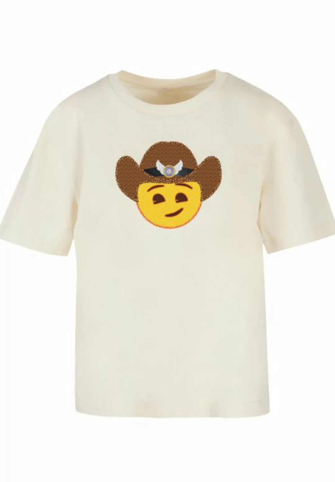 emoji couture T-Shirt Smiling sequin yellow face cowboy hat Premium Qualitä günstig online kaufen