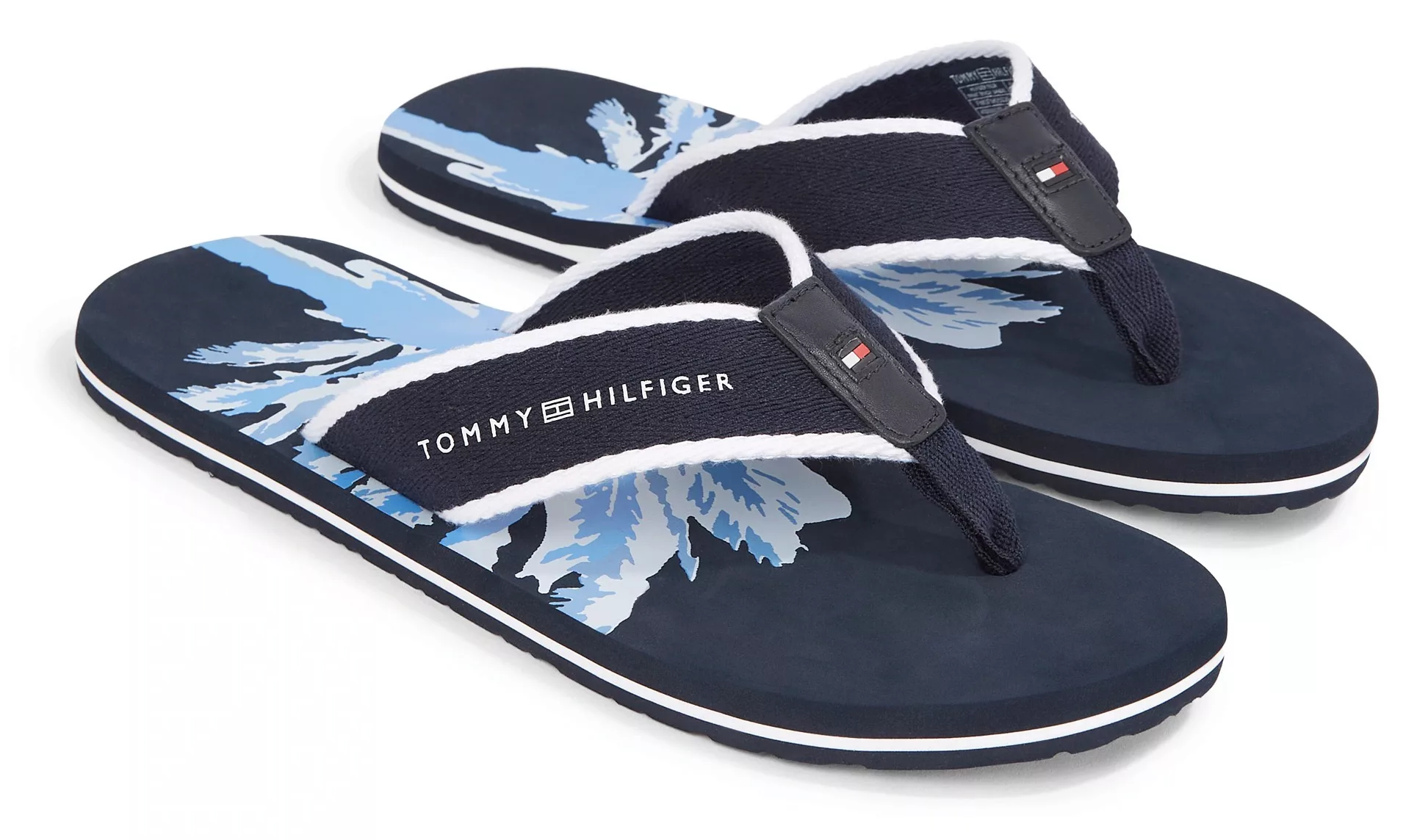 Tommy Hilfiger Zehentrenner "HILFIGER PALM PRINT BEACH SANDAL", Sommerschuh günstig online kaufen