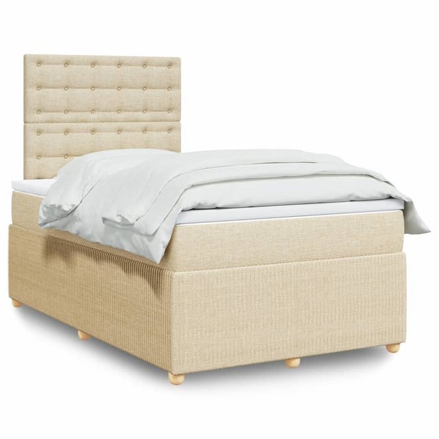 vidaXL Boxspringbett, Boxspringbett mit Matratze Creme 120x190 cm Stoff günstig online kaufen