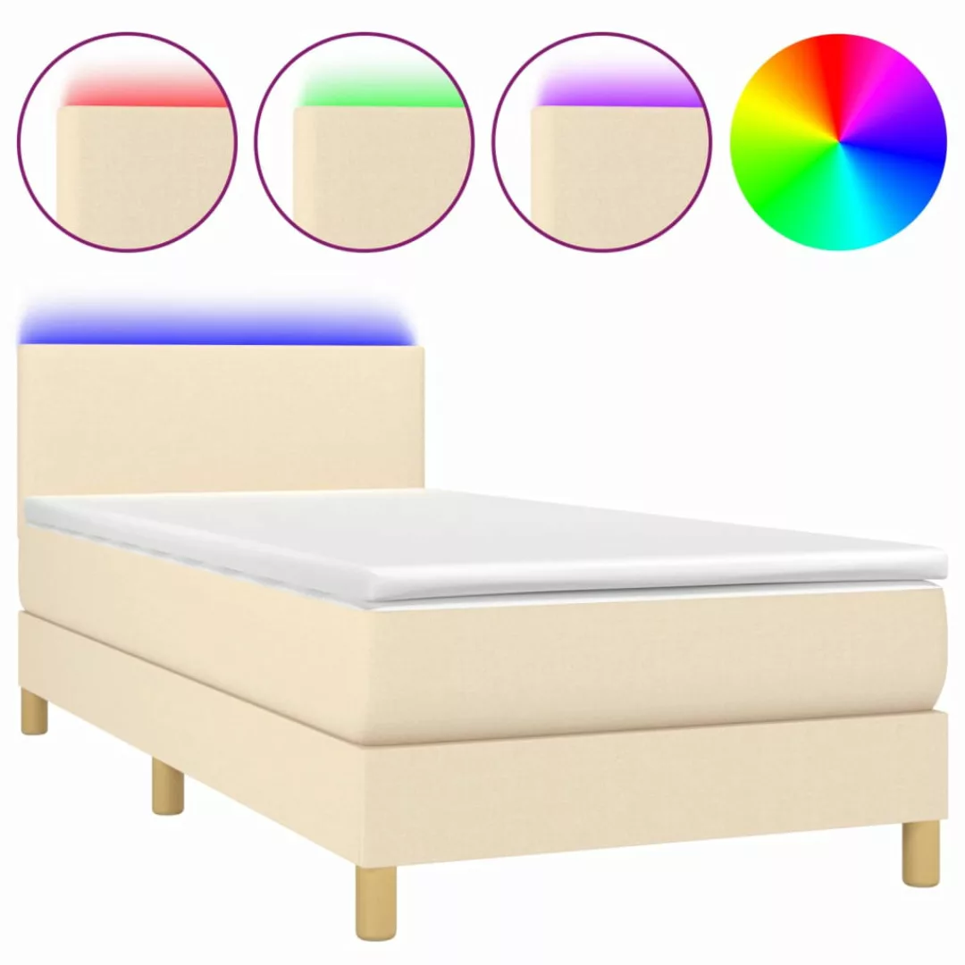 Vidaxl Boxspringbett Mit Matratze & Led Creme 100x200 Cm Stoff günstig online kaufen