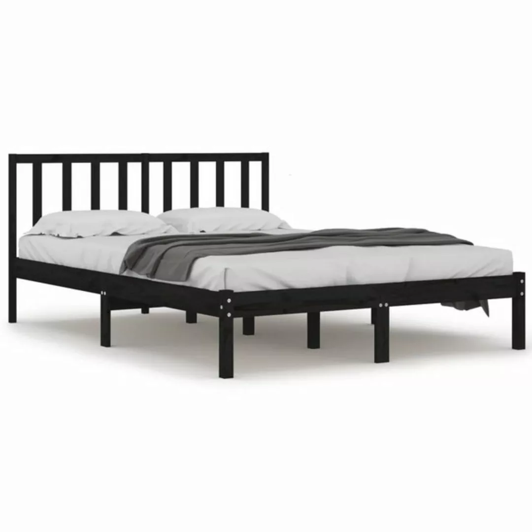 furnicato Bettgestell Massivholzbett Schwarz Kiefer 120x190 cm (1-tlg) günstig online kaufen