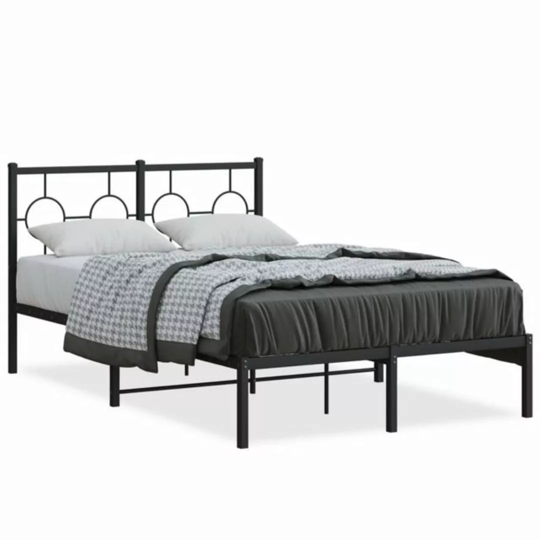 vidaXL Bettgestell, Bettrahmen mit Kopfteil Metall Schwarz 120x190 cm günstig online kaufen