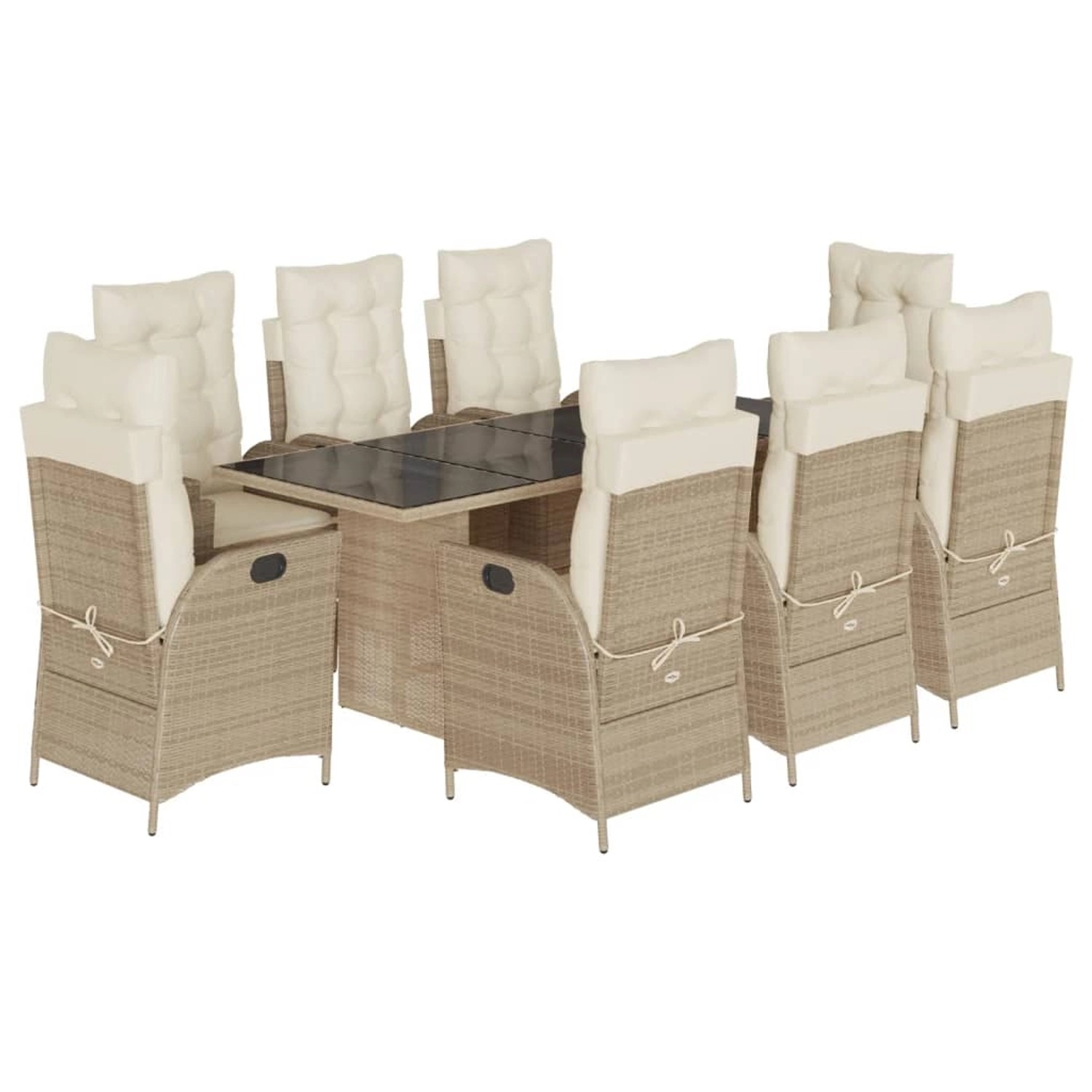 vidaXL 9-Tlg Garten-Essgruppe mit Kissen Beige Poly Rattan 3213125 günstig online kaufen