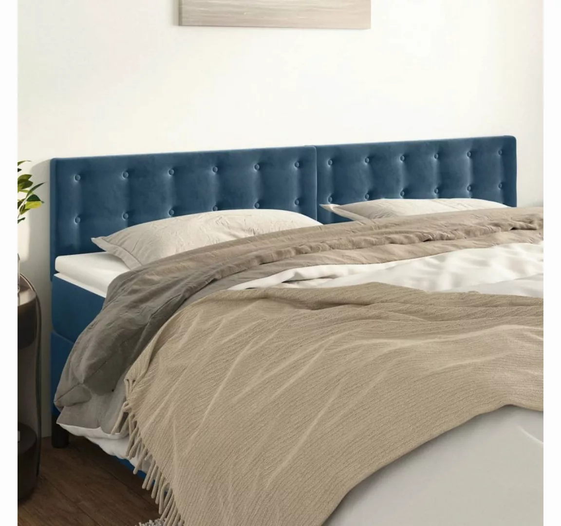 vidaXL Bett, Kopfteile 2 Stk. Dunkelblau 100x5x78/88 cm Samt günstig online kaufen