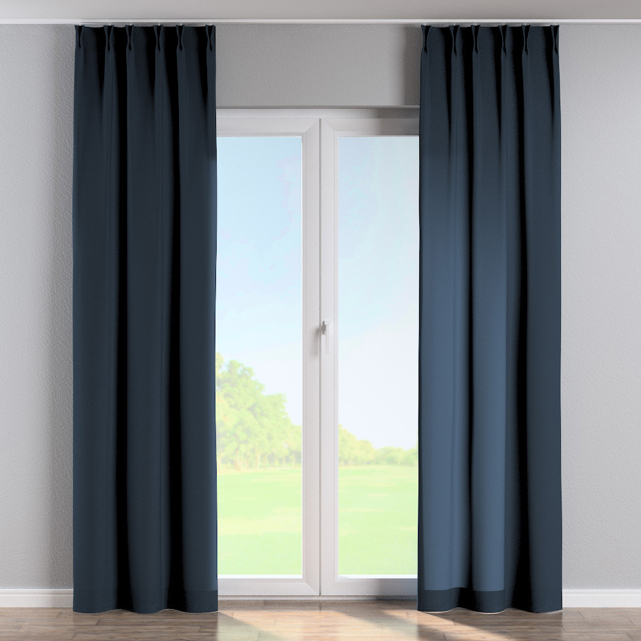 Vorhang mit flämischen 2-er Falten, marinenblau, Quadro (136-04) günstig online kaufen