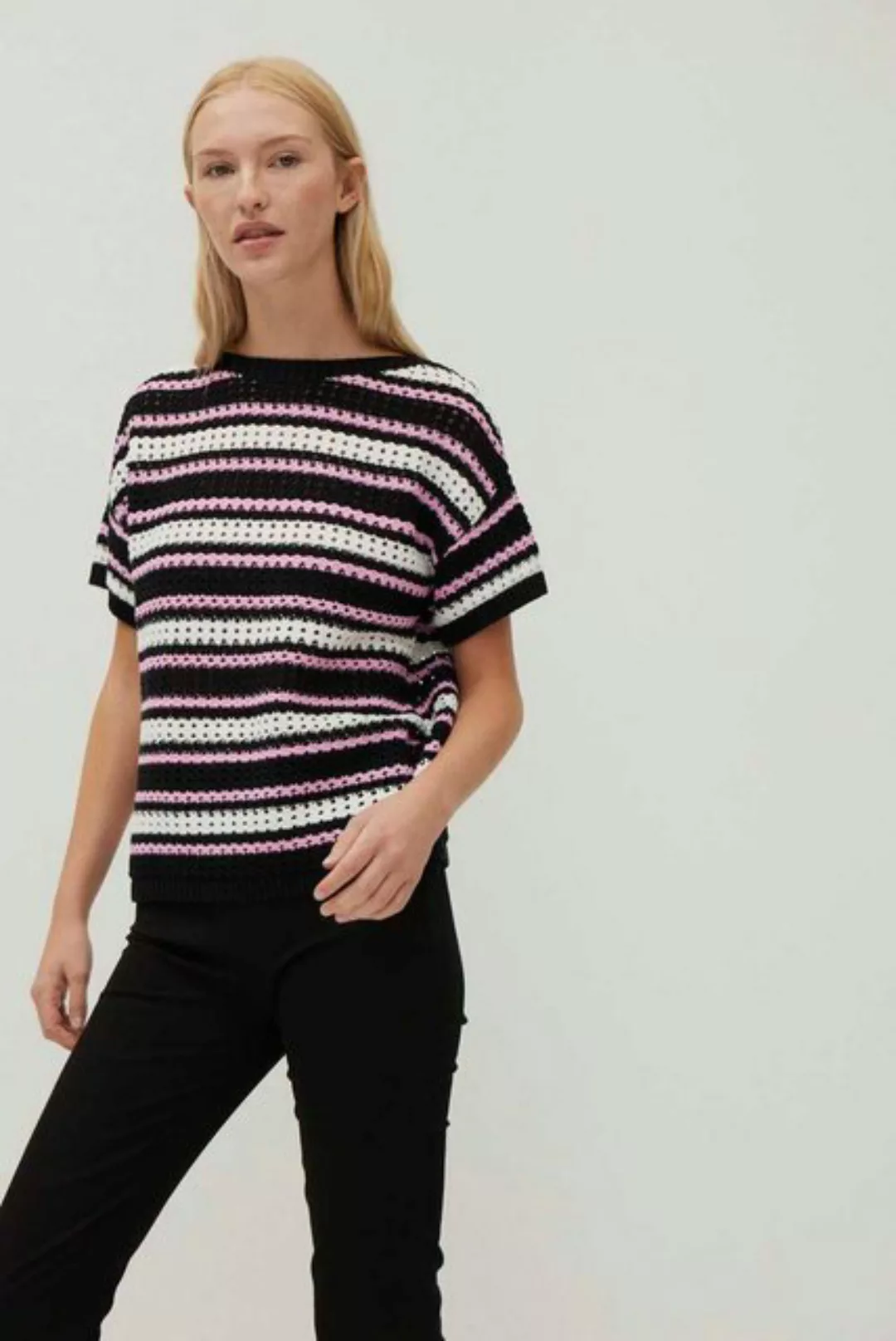 THE FASHION PEOPLE Kurzarmpullover Openwork T-Shirt knitted günstig online kaufen