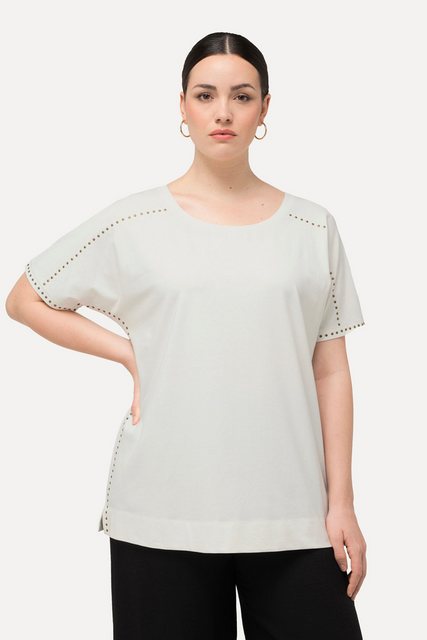 Ulla Popken Rundhalsshirt T-Shirt Ziernieten Oversized Rundhals Halbarm günstig online kaufen