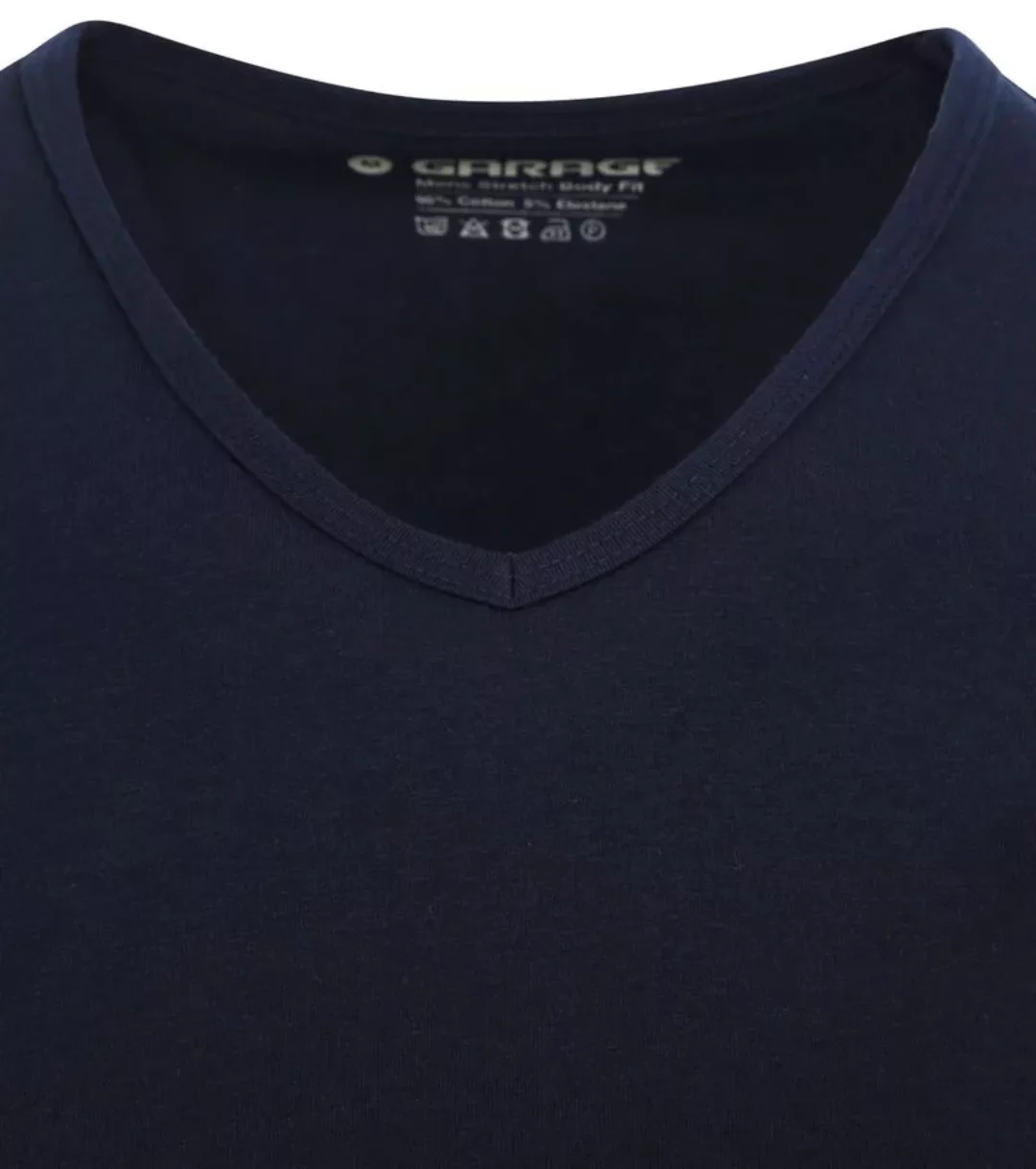 Garage Stretch Basic T-Shirt Dunkelblau V-Ausschnitt - Größe 3XL günstig online kaufen