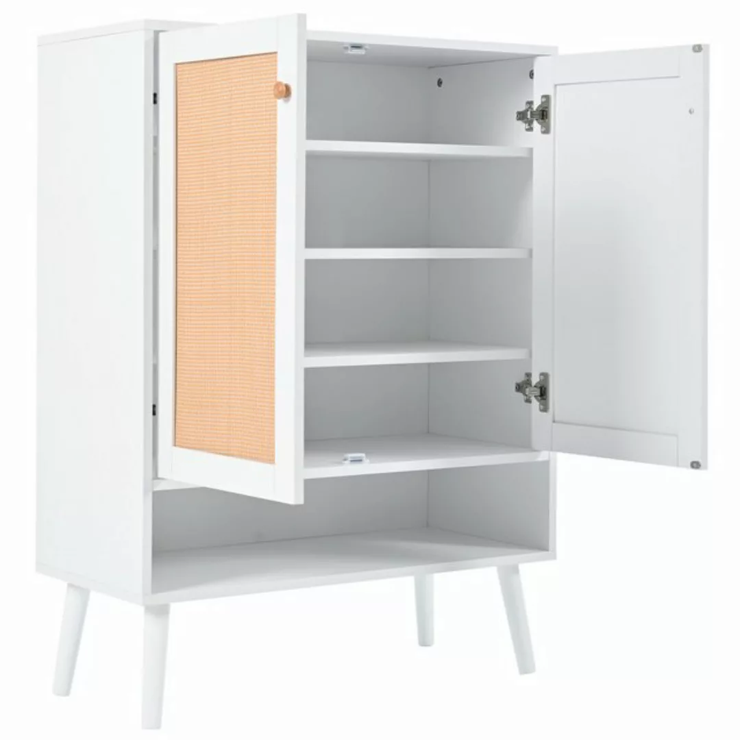 IDEASY Schuhschrank Weißer Rattan-Schuhschrank, 76*36*102 cm, 2 Türen und 5 günstig online kaufen