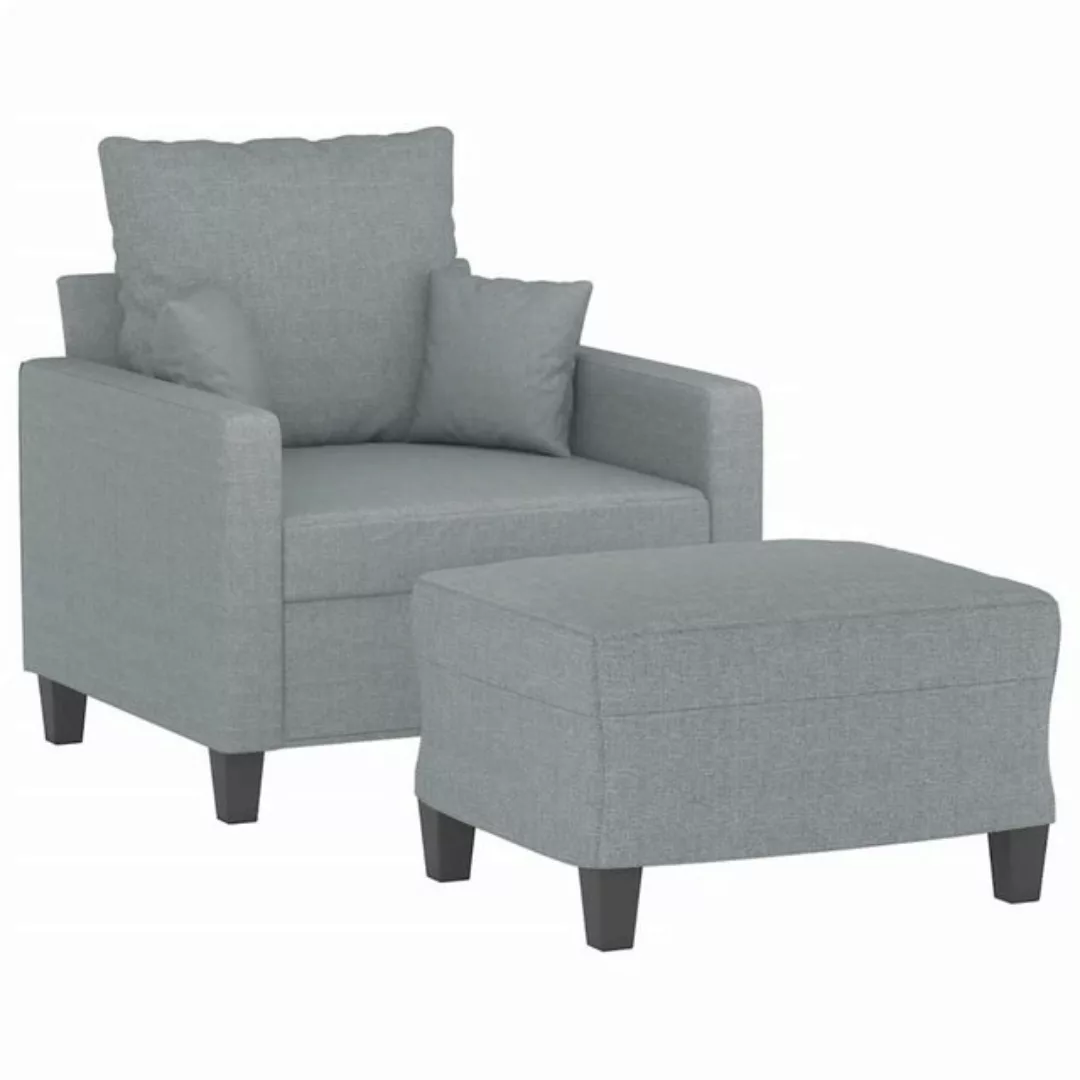 vidaXL Sofa Sessel mit Hocker Hellgrau 60 cm Stoff günstig online kaufen