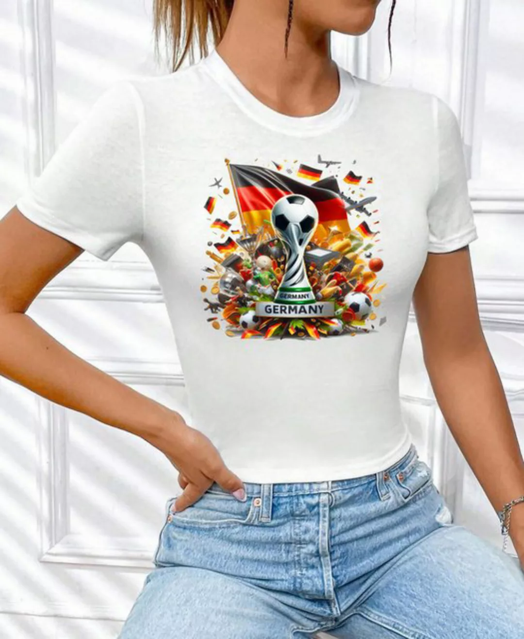 RMK T-Shirt Damen Shirt Top Trikot Fan Fußball Deutschland Germany EM WM 20 günstig online kaufen