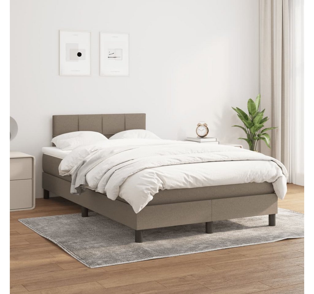 vidaXL Boxspringbett Boxspringbett mit Matratze Taupe 120x200 cm Stoff Bett günstig online kaufen