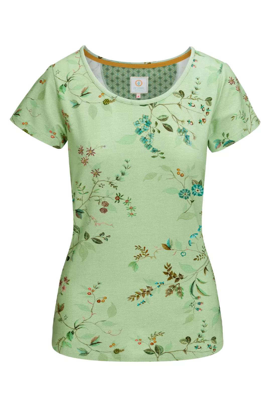 Pip Studio Tilly Kawai Flower Top Short Sleeve Loungewear 2023 38 grün günstig online kaufen