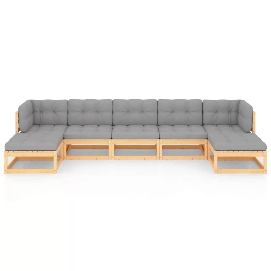 7-tlg. Garten-lounge-set Mit Kissen Massivholz Kiefer günstig online kaufen