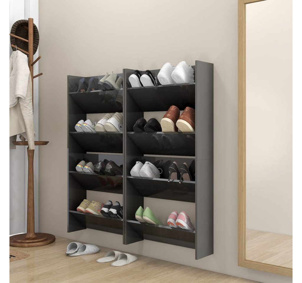 vidaXL Schuhschrank Wand-Schuhschränke 4 Stk Hochglanz-Grau 60x18x60 cm Spa günstig online kaufen