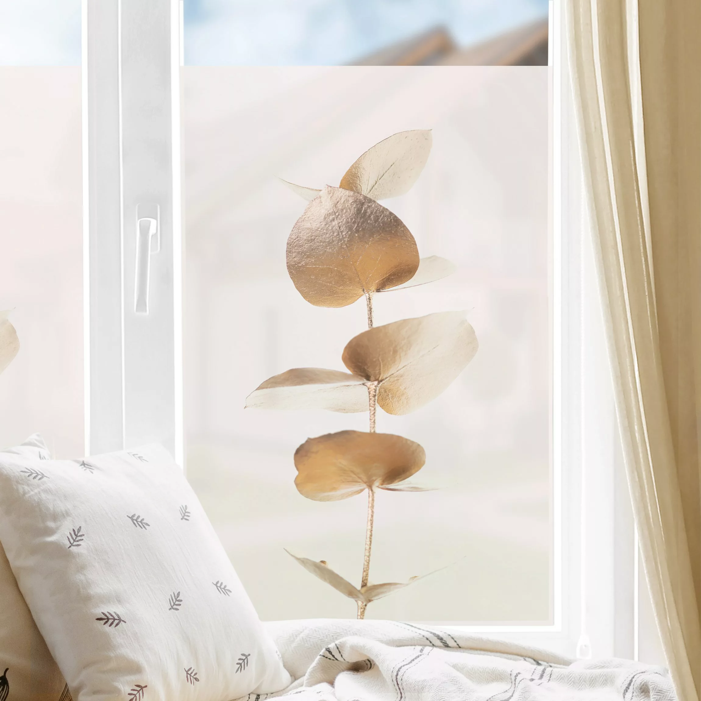 Fensterfolie Goldener Eukalyptuszweig günstig online kaufen