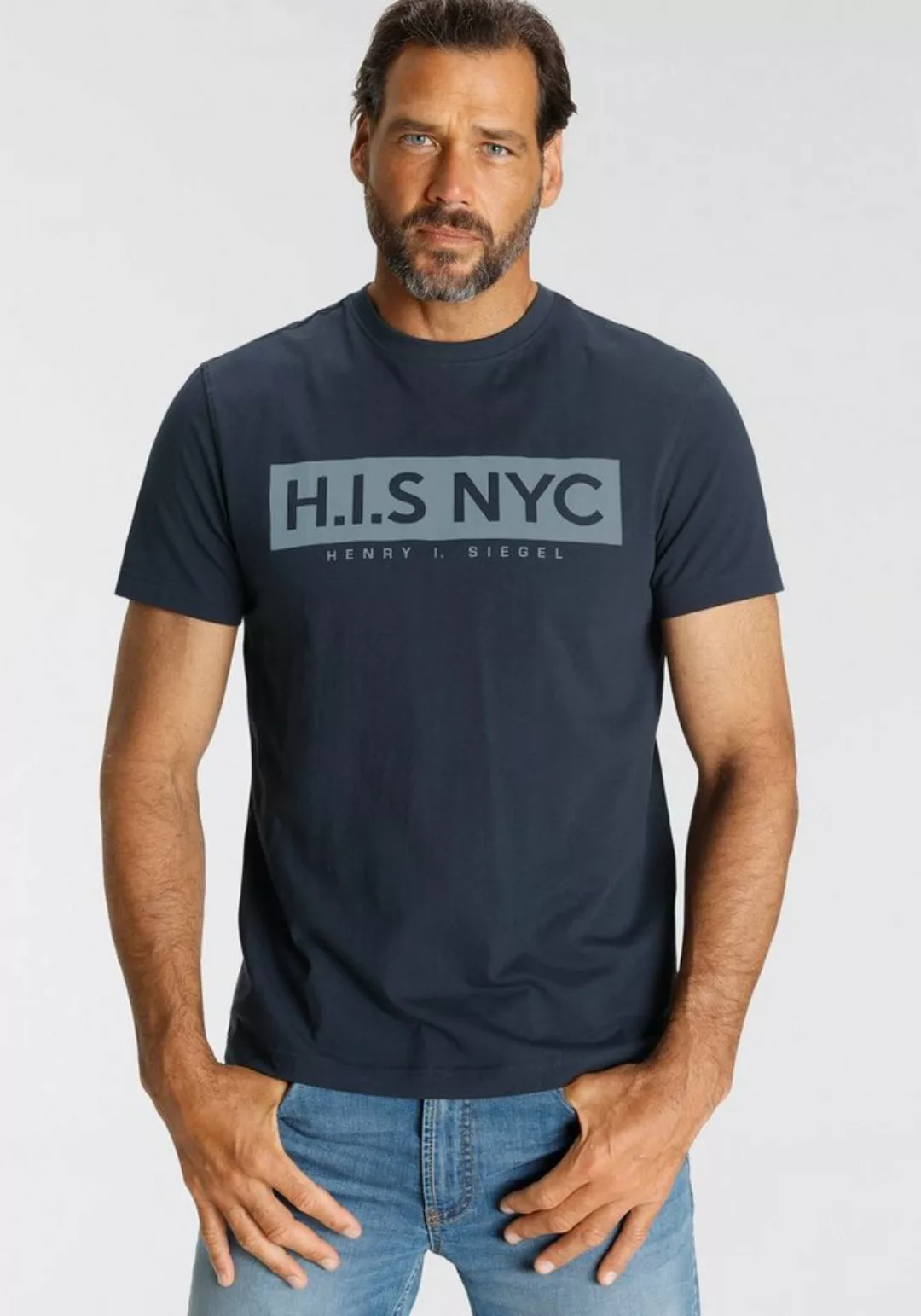 H.I.S Rundhalsshirt schmale Passform, bedrucktes Design, aus 100% Baumwolle günstig online kaufen