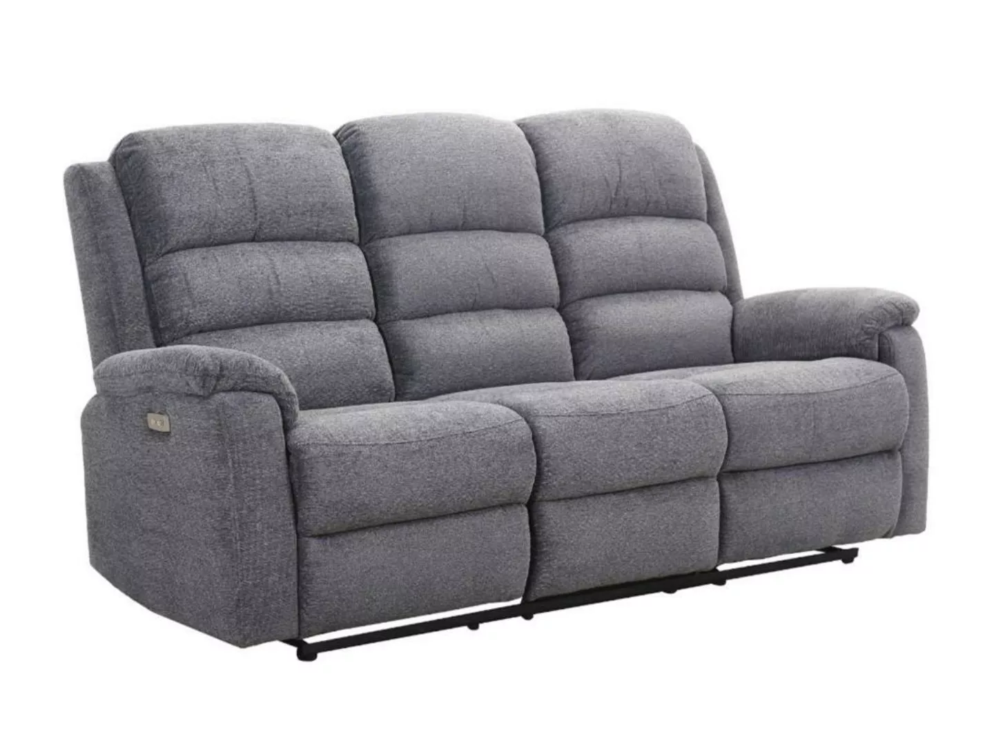 Relaxsofa elektrisch 3-Sitzer - Stoff - Anthrazit - NEVERS günstig online kaufen