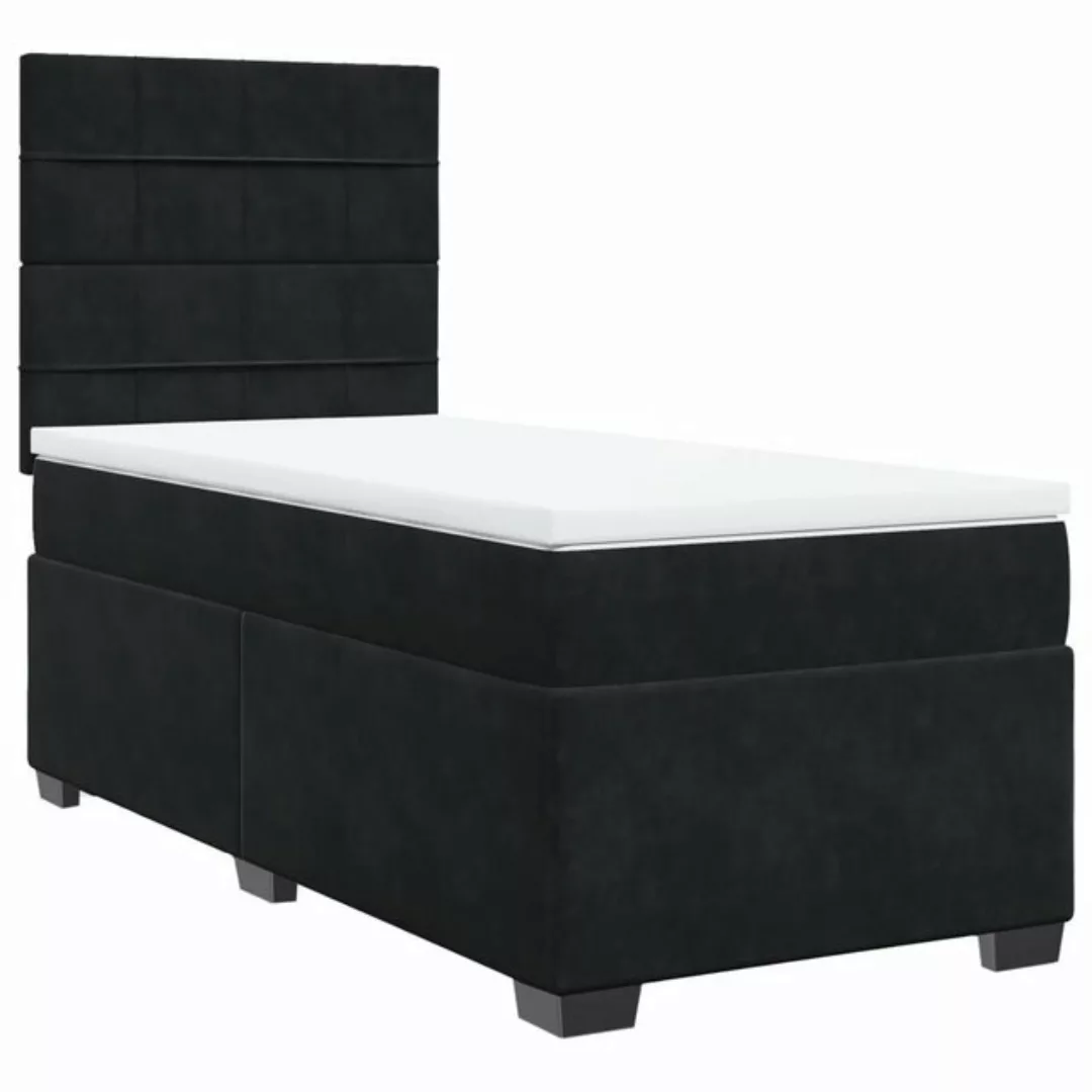 vidaXL Boxspringbett, Boxspringbett mit Matratze Schwarz 100x200 cm Samt günstig online kaufen