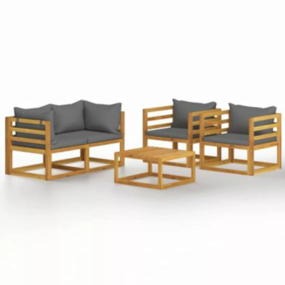 5-tlg. Garten-lounge-set Mit Auflagen Massivholz Akazie günstig online kaufen